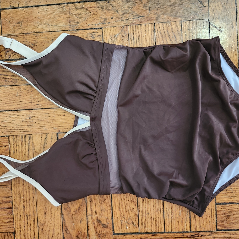 Elegant Brown One-Piece Swimsuit